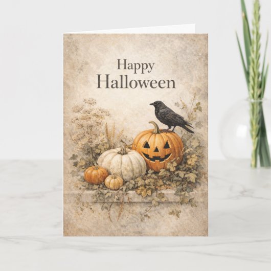 Oude Oranje Pompoenen Halloween Kaart (Voorkant)