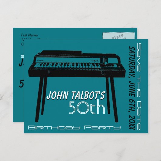 Oude Organ 50e verjaardag Partij sparen de Datum Aankondigingskaart (Voorkant / Achterkant)