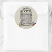 Oude Oscar in vuilnisbak Ronde Sticker (Tas)