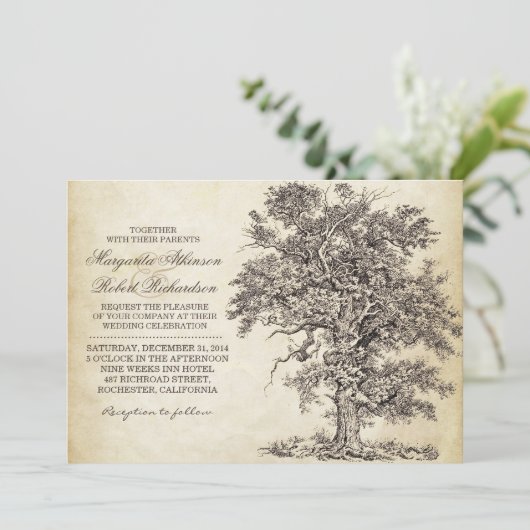 oude oude bruiloftsuitnodigingen kaart (Staand voorkant)