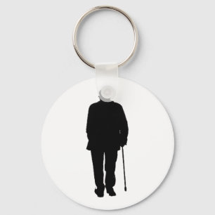 Oude oudere Man met zwarte Silhouette Tekening Sleutelhanger