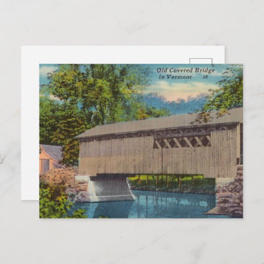 , oude overdekte brug in Vermont Briefkaart (Voorkant / Achterkant)