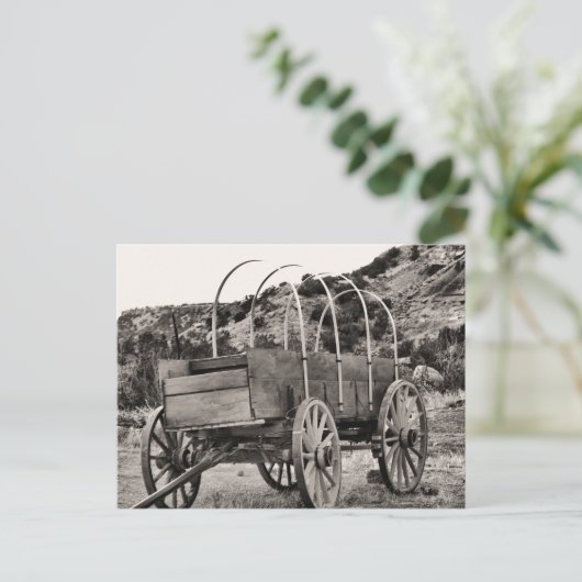 Oude overdekte wagen briefkaart (Staand voorkant)