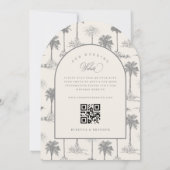 Oude P almboom toile QR-code strand bruiloft Kaart (Achterkant)