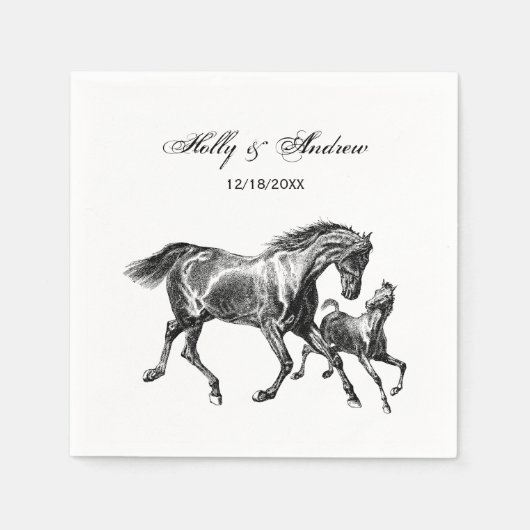 Oude Paarden Moeder Baby Veulen Servetten (Voorkant)
