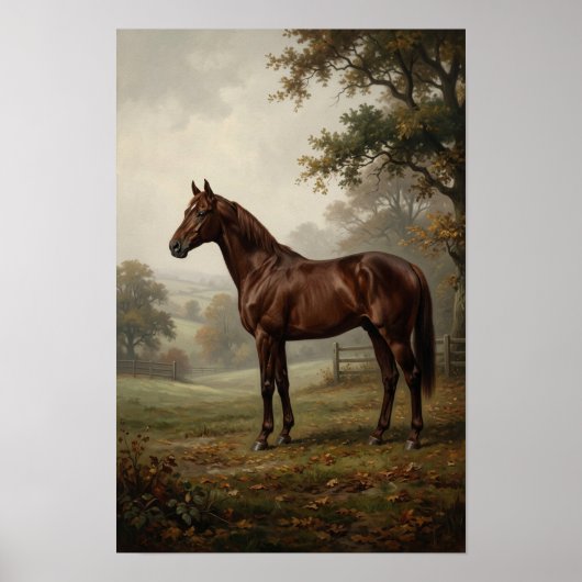 Oude Paarden Schilderij Poster (Voorkant)