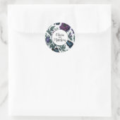 Oude paars-magenta bloemen met vlinders ronde sticker (Tas)