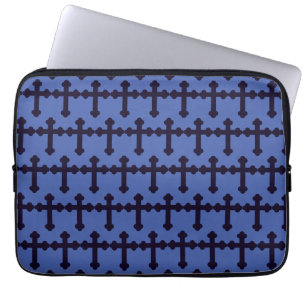 Oude paarse christelijk kruis laptop sleeve