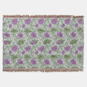 Oude Paarse Mosgroene William Morris Bloemenprint Deken