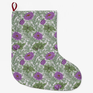 Oude Paarse Mosgroene William Morris Bloemenprint Grote Kerstsok