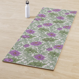 Oude Paarse Mosgroene William Morris Bloemenprint Yogamat