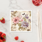 Oude paarse roze bloemenservetten servet (Insitu)