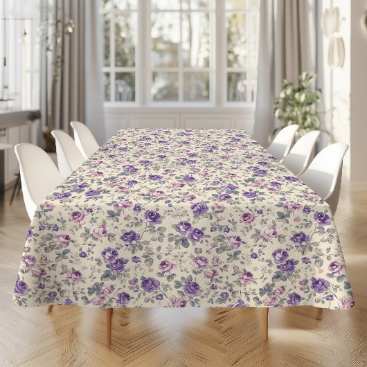 Oude paarse roze bloempatroon  tafelkleed