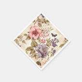 Oude paarse roze bloemservetten servet (Hoek)