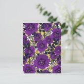 Oude Paarse Wilde Bloemen Feestdagenkaart (Staand voorkant)