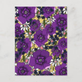 Oude Paarse Wilde Bloemen Feestdagenkaart (Voorkant)