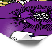 Oude paarse wilde bloemen perfect poster (Hoek)