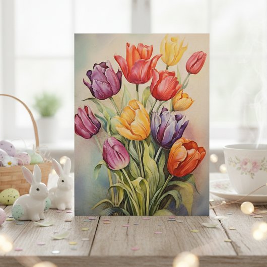 Oude Paas Tulpen Bloem Briefkaart