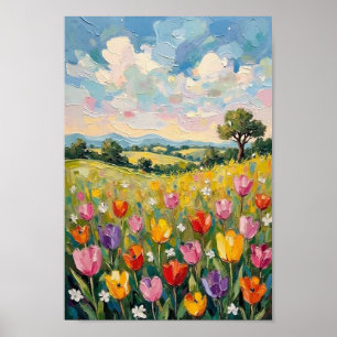 Oude Paas Tulpenveld Lente Kunst Poster