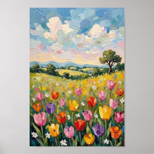 Oude Paas Tulpenveld Lente Kunst Poster (Voorkant)