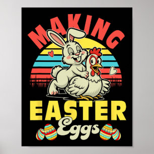 Oude paaseieren maken grap koppel volwassene konij poster