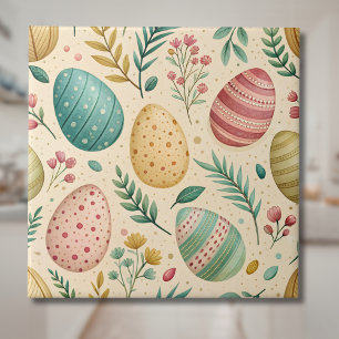 Oude Paaseieren met Bloemknoppen Tegeltje