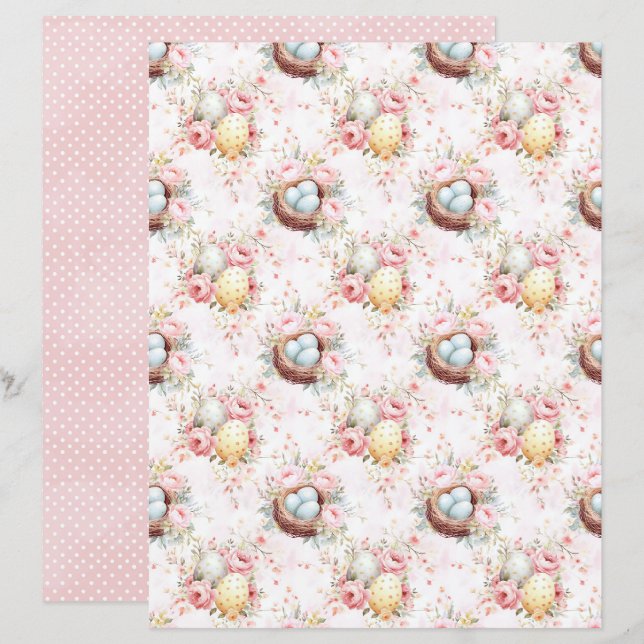 Oude Paaseieren Scrapbook Papier (Voorkant / Achterkant)