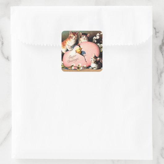 Oude paasgroeten vierkante sticker (Tas)