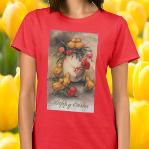 Oude Paashaantjes met Rode Tulp Bloemen T-shirt