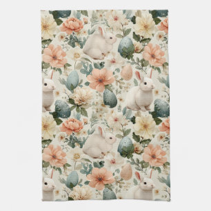 Oude Paashaas Bloemen (10) Theedoek