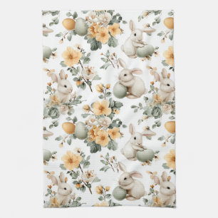 Oude Paashaas Bloemen (2) Theedoek