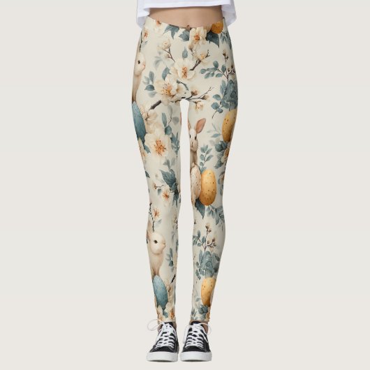 Oude Paashaas Bloemen (3) Leggings (Voorkant)