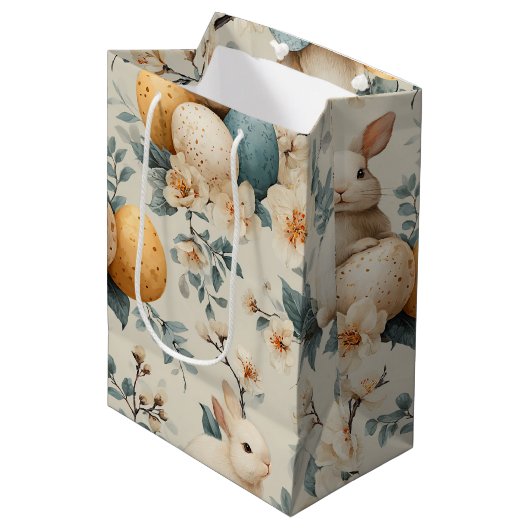 Oude Paashaas Bloemen (3) Medium Cadeauzakje (Voorkant Gekanteld)