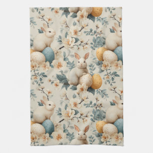 Oude Paashaas Bloemen (3) Theedoek