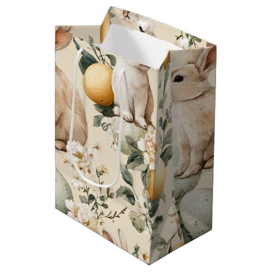 Oude Paashaas Bloemen (5) Medium Cadeauzakje (Voorkant Gekanteld)