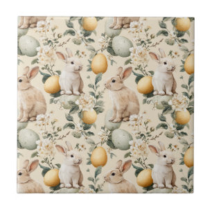 Oude Paashaas Bloemen (5) Tegeltje