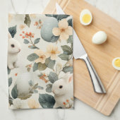 Oude Paashaas Bloemen (6) Theedoek (Quarter Fold)