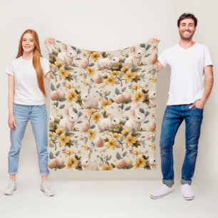Oude Paashaas Bloemen (8) Fleece Deken
