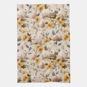 Oude Paashaas Bloemen (8) Theedoek