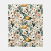 Oude Paashaas Bloemen (9) Fleece Deken (Voorkant)