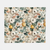 Oude Paashaas Bloemen (9) Fleece Deken (Voorkant (Horizontaal))
