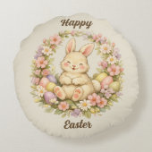 Oude Paashaas bloemenkrans Rond Kussen (Achterkant)