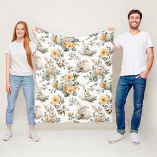 Oude Paashaas Bloemmotief (2) Fleece Deken
