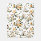 Oude Paashaas Bloemmotief (2) Fleece Deken (Voorkant)