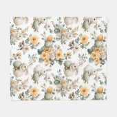 Oude Paashaas Bloemmotief (2) Fleece Deken (Voorkant (Horizontaal))