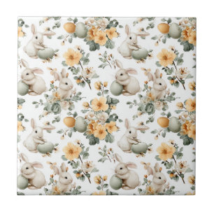 Oude Paashaas Bloemmotief (2) Tegeltje