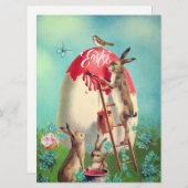 Oude Paashaas en een Groot Ei Feestdagenkaart (Voorkant / Achterkant)