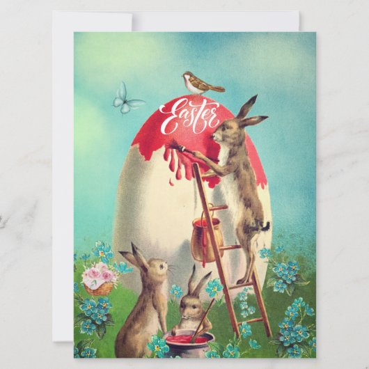 Oude Paashaas en een Groot Ei Feestdagenkaart (Voorkant)