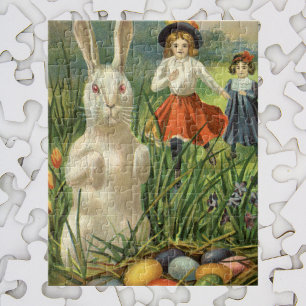 Oude Paashaas en Kinderen Gelukkig Pasen Legpuzzel
