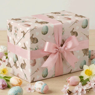 Oude Paashaas en Paaseieren Zachte Pastelkleuren Cadeaupapier